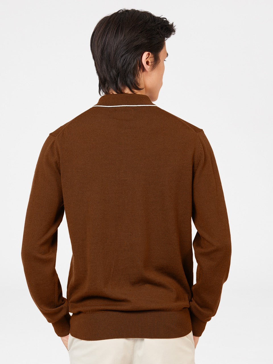 Pull à Col Polo Ben Sherman Tipped Merino Marron | UJD-34628214